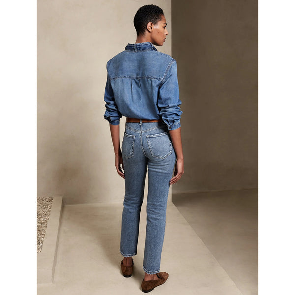 BR Medium Wash High Rise Straight Jeans | Montivo Pakistan