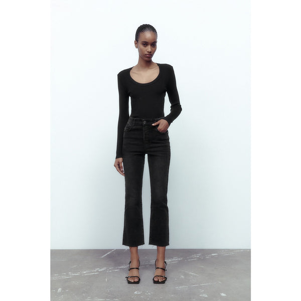 ZR Mini Flare High Waist Black Jeans | Montivo Pakistan