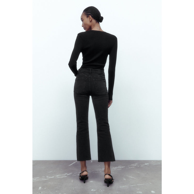 ZR Mini Flare High Waist Black Jeans | Montivo Pakistan