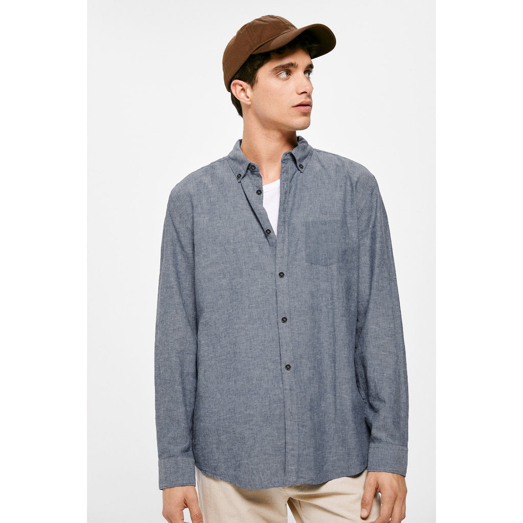 Grey Melange Slim Fit Oxford Shirt | Montivo Pakistan