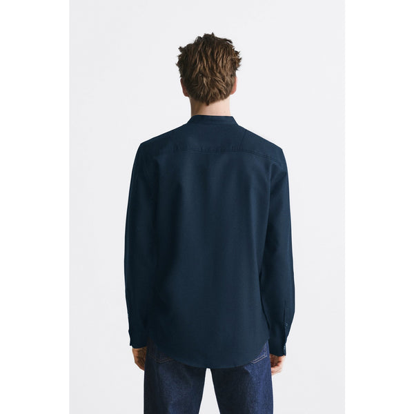 Blue Textured Mao Collar Shirt | Montivo Pakistan