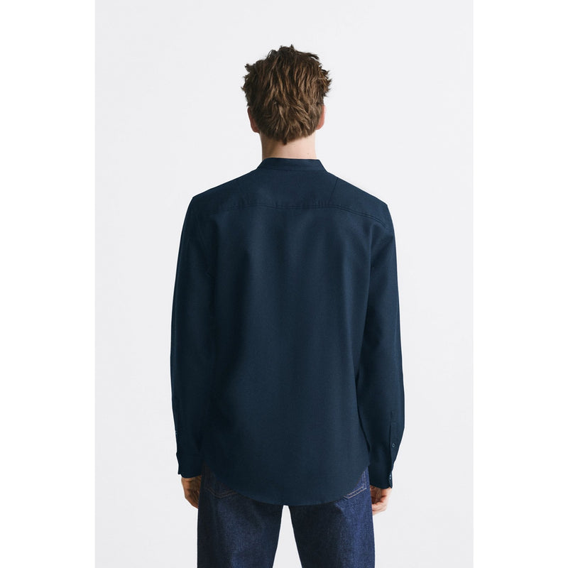 Blue Textured Mao Collar Shirt | Montivo Pakistan