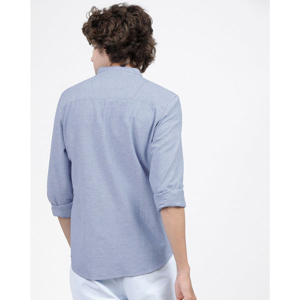 Light Blue Textured Mao Collar Shirt | Montivo Pakistan