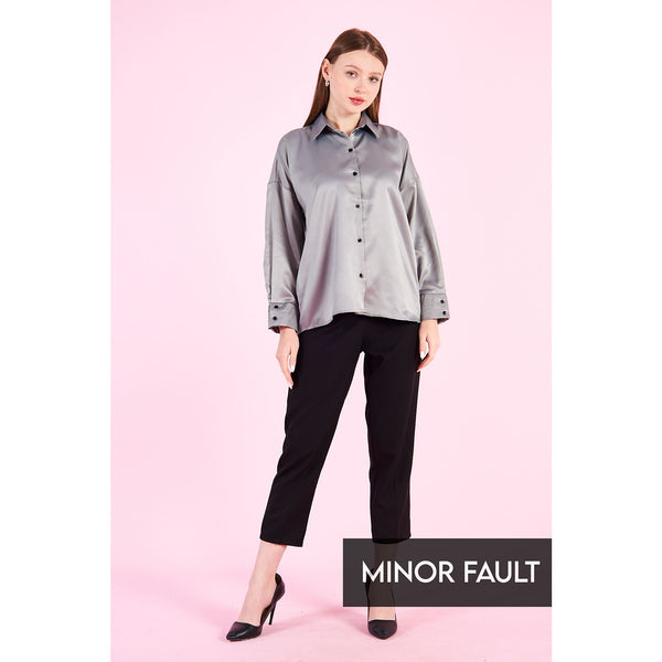 (Minor Fault) Grey Button Down Satin Shirt | Montivo Pakistan