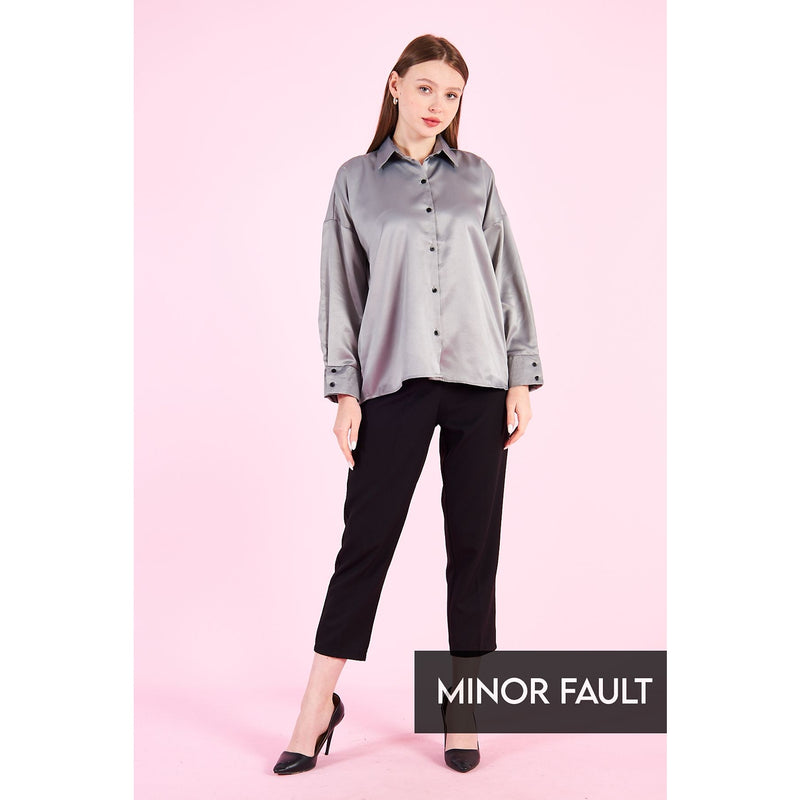 (Minor Fault) Grey Button Down Satin Shirt | Montivo Pakistan