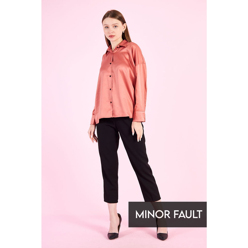 (Minor Fault) Pink Button Down Satin Shirt | Montivo Pakistan