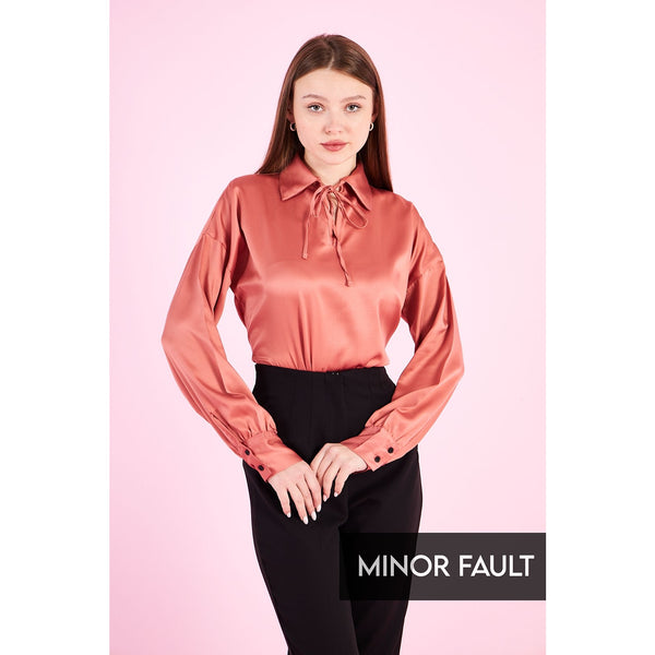 (Minor Fault) Pink Knotted Collar Satin Top | Montivo Pakistan