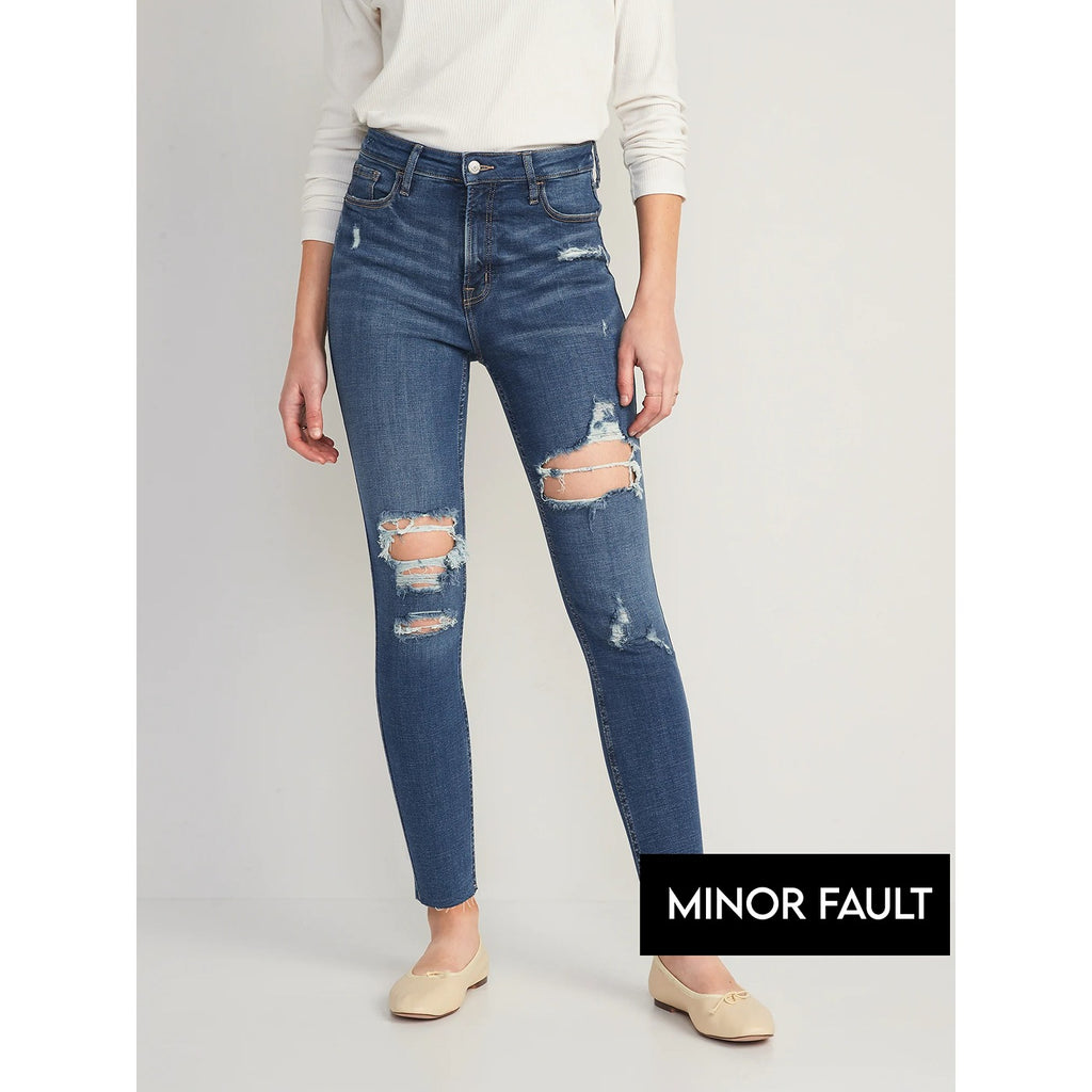 (Minor Fault) Extra High Rise Ripped Skinny Jeans | Montivo Pakistan