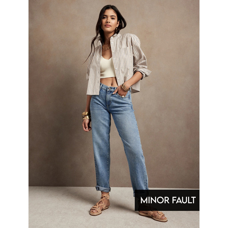 (Minor Fault) High Rise Barrel Jeans | Montivo Pakistan