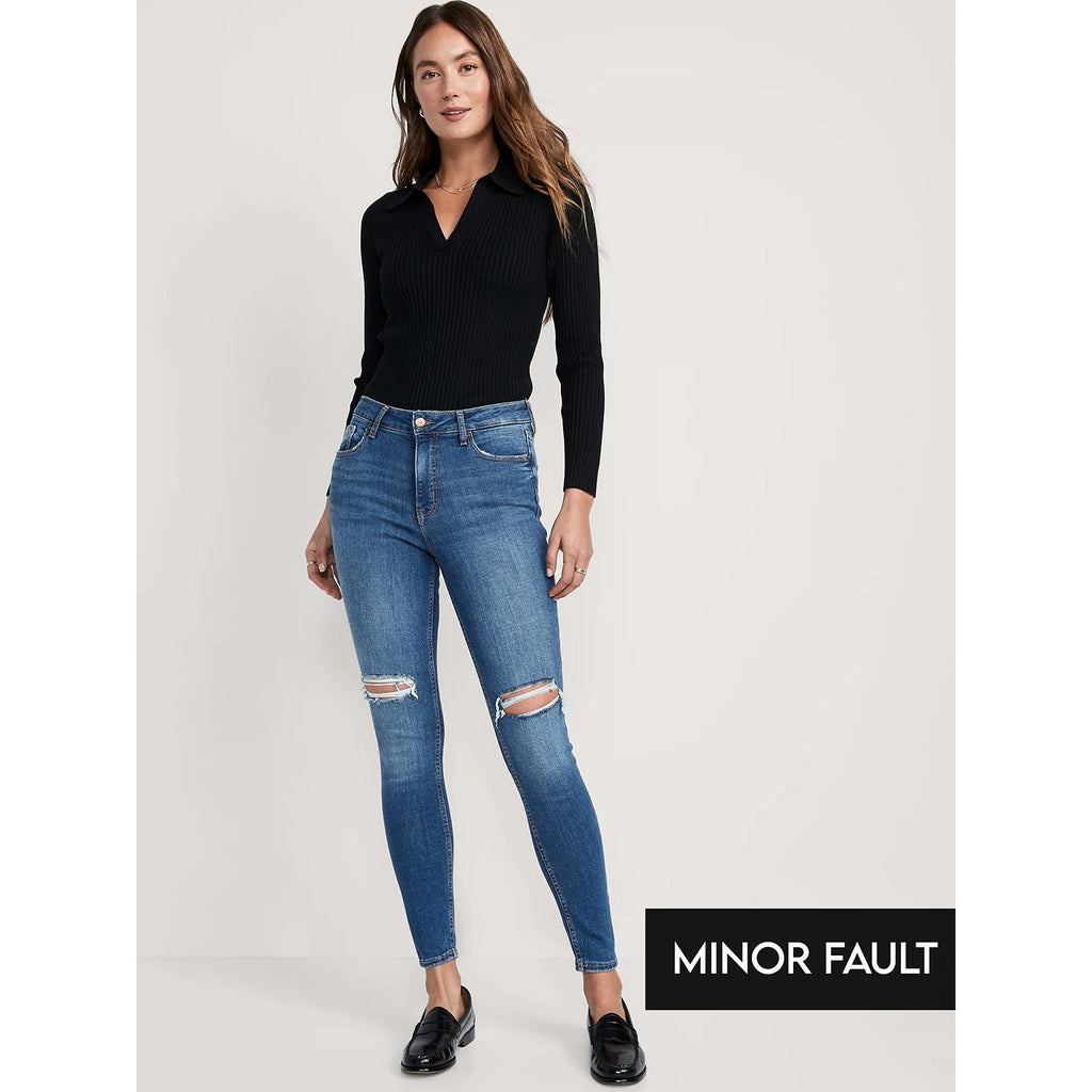 (Minor Fault) High Waist Ripped Skinny Jeans | Montivo Pakistan