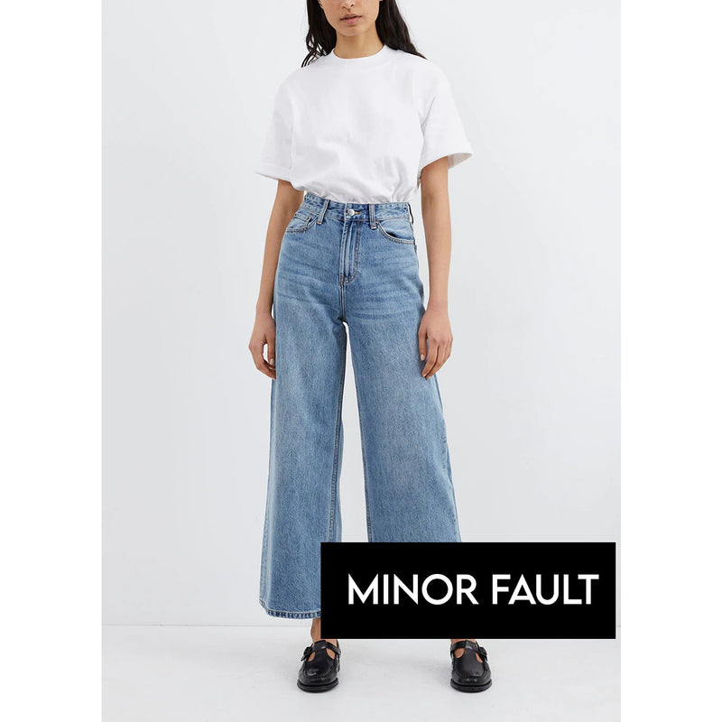 (Minor Fault) High Rise Wide Leg Crop Jeans | Montivo Pakistan