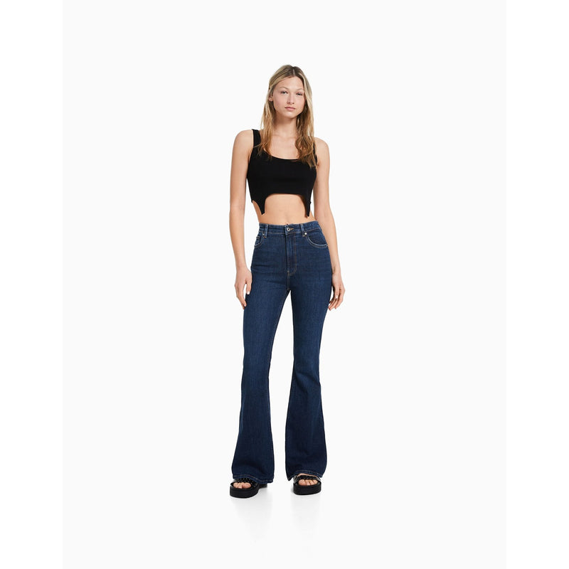 BSK High Rise Flare Blue Jeans | Montivo Pakistan