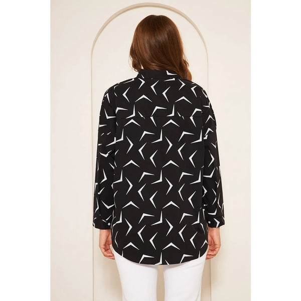 Black Geometric Print Oversized Shirt | Montivo Pakistan