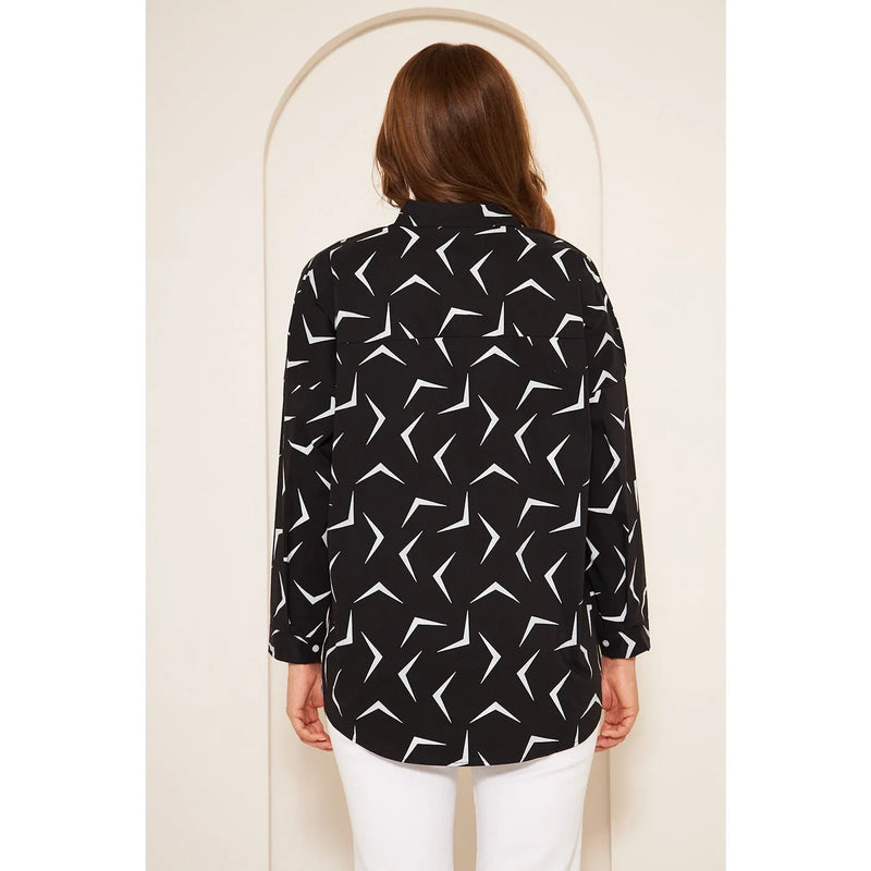 Black Geometric Print Oversized Shirt | Montivo Pakistan