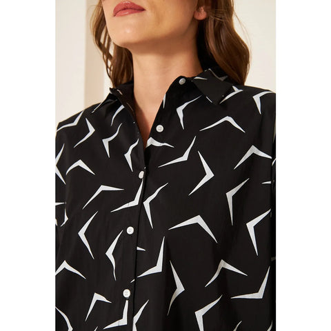 Black Geometric Print Oversized Shirt | Montivo Pakistan