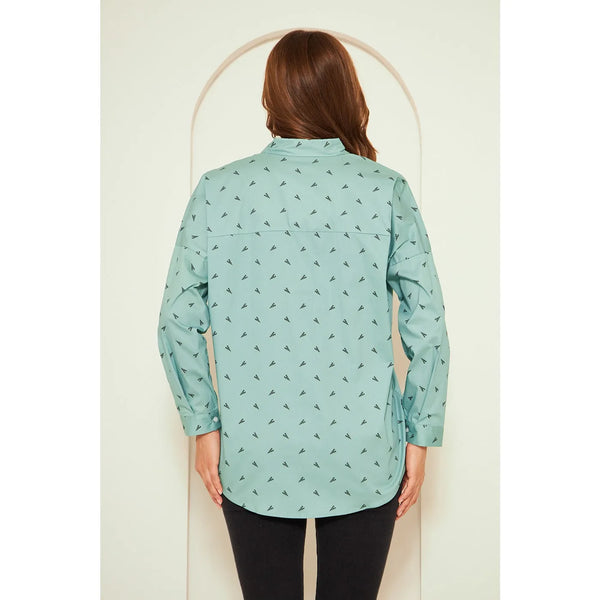Light Green Printed Oversized Shirt | Montivo Pakistan