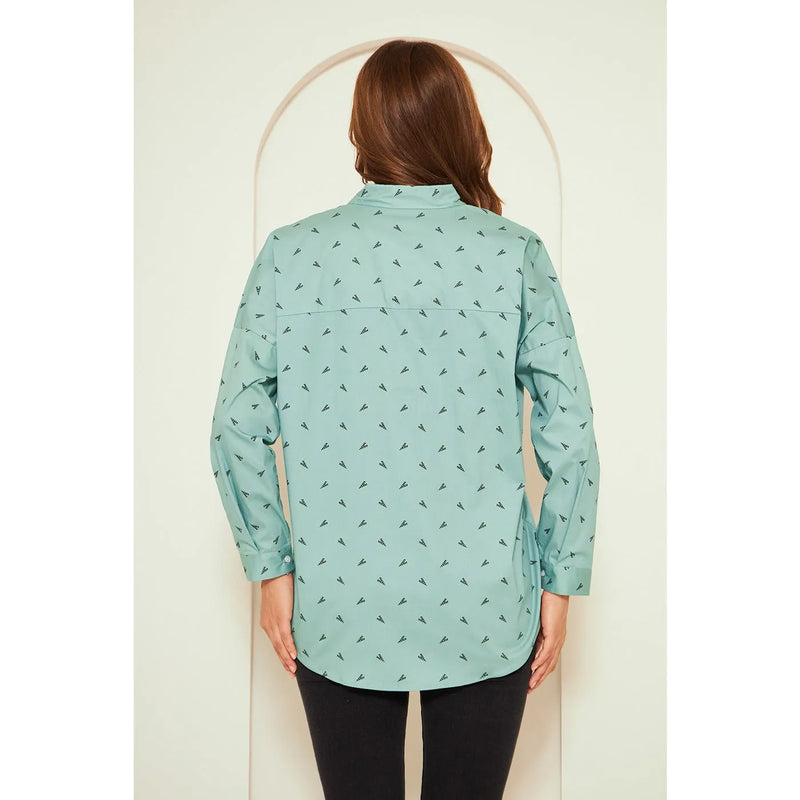 Light Green Printed Oversized Shirt | Montivo Pakistan