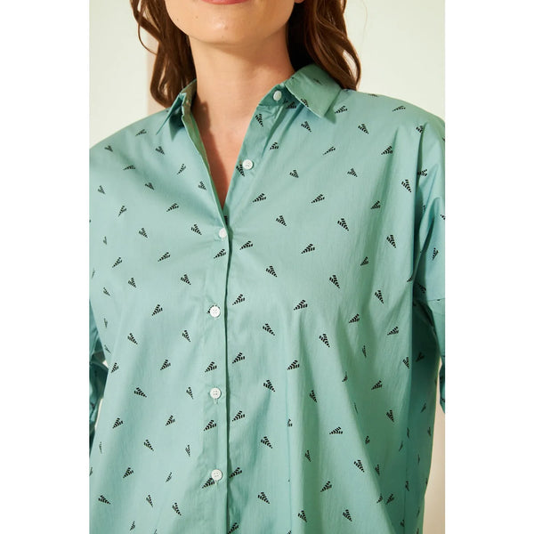 Light Green Printed Oversized Shirt | Montivo Pakistan