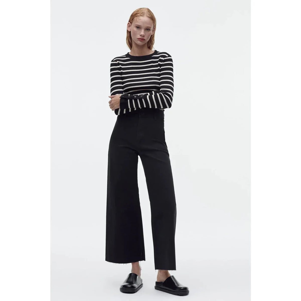 Black High Rise Wide Leg Jeans | Montivo Pakistan
